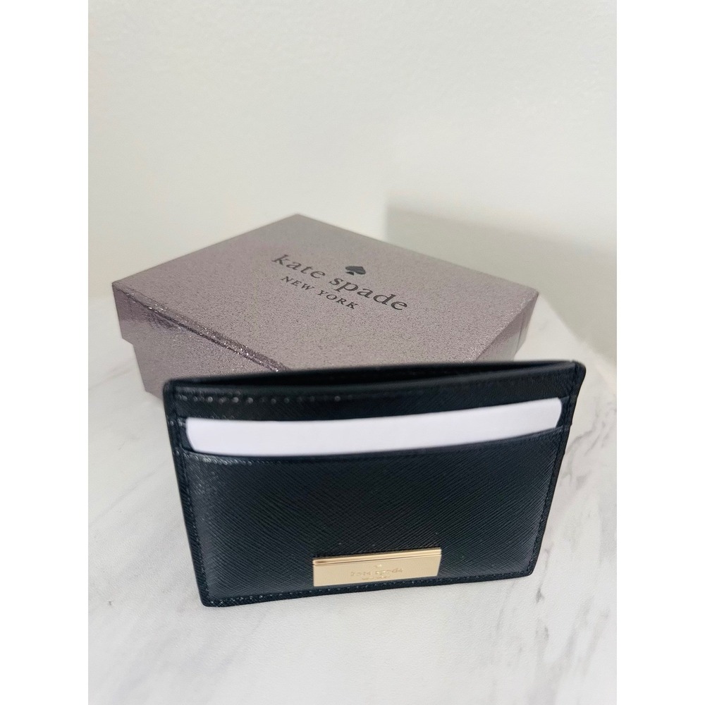Kate‎ Spade Kenzie Card Case, Slim Chic, Designer, Black Leather, NWT